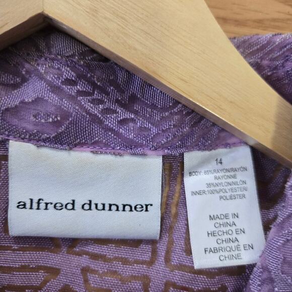 Women's Vintage Sheer Textured Button-Up Blouse Size 14 Purple Artsy Boho Hippie - Picture 7 of 10